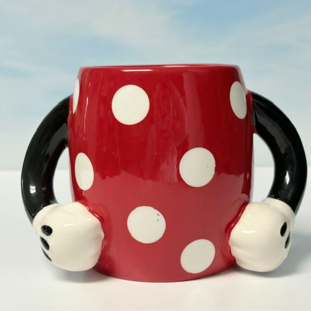 Disney Galerie Minnie Mouse Red Polka Dot Double Handle Mug 4" Ceramic